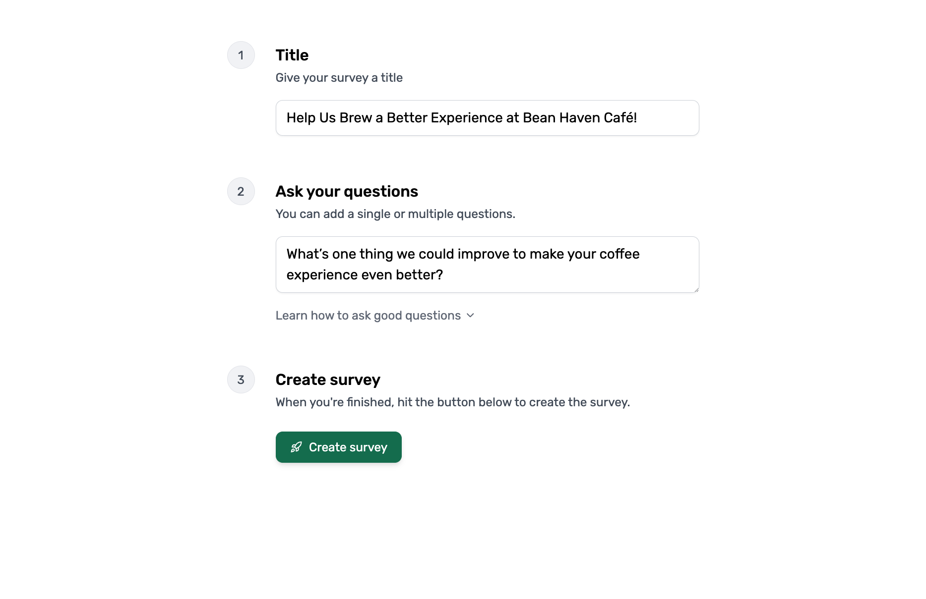 Preview image of creating an Opine survey